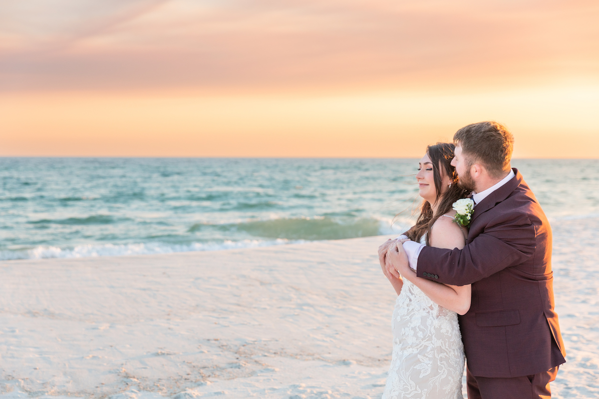 Gulf Shores Sunset Wedding Bride and Groom
